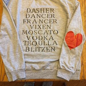 Reindeer Alcohol Gray Sweatshirt with Red Heart Accent